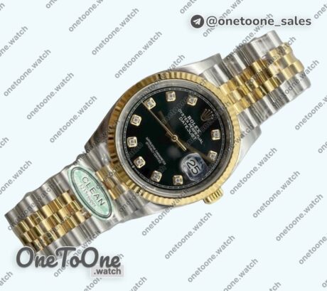 Реплика часов Rolex DateJust 36 126234 Top-tier Копия один в один 904L Steel Black Dial Diamonds on Jubilee Bracelet