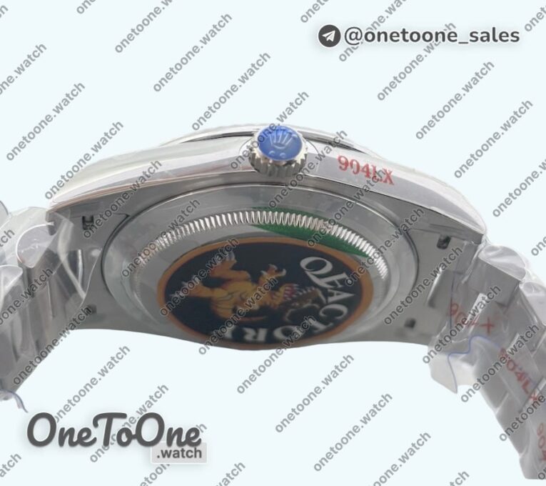 Реплика часов Rolex DayDate 40 Stainless steel Top-tier Копия один в один 904L Steel Black Dial Stick Marker on President Bracelet V5 (Увеличенный вес)