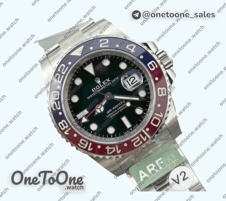 Реплика часов Rolex T-Master II V2 126710 BLRO Blue/Red Ceramic Top-tier Копия один в один Black Dial on Jubilee Bracelet CHS