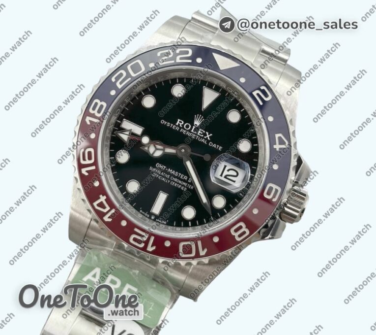 Реплика часов Rolex T-Master II V2 126710 BLRO Blue/Red Ceramic Top-tier Копия один в один Black Dial on Jubilee Bracelet CHS