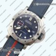Реплика часов Panerai PAM1391 Luna Rossa Submersible Top-tier Копия один в один on Blue Fabric Strap P900