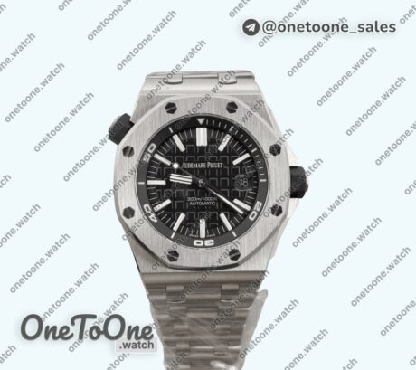 Реплика часов Audemars Piguet Royal Oak Offshore Diver 15703 Top-tier Копия один в один Black Dial on Stainless steel Bracelet