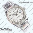 Реплика часов Rolex DayDate 40 Stainless steel Top-tier Копия один в один 904L Steel White Dial Roman Marker on President Bracelet V5 (Увеличенный вес)