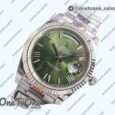 Реплика часов Rolex DayDate 40 Stainless steel Top-tier Копия один в один 904L Steel Green Dial Roman Marker on President Bracelet V5 (Увеличенный вес)
