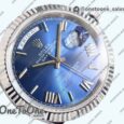 Реплика часов Rolex DayDate 40 Stainless steel Top-tier Копия один в один 904L Steel Blue Dial Roman Marker on President Bracelet V5 (Увеличенный вес)