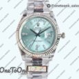 Реплика часов Rolex DayDate 40 Stainless steel Top-tier Копия один в один 904L Steel Ice Blue Dial Crystal Marker on President Bracelet V5 (Увеличенный вес)