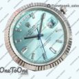 Реплика часов Rolex DayDate 40 Stainless steel Top-tier Копия один в один 904L Steel Ice Blue Dial Crystal Marker on President Bracelet V5 (Увеличенный вес)