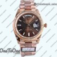 Реплика часов Rolex DayDate 40 Rose gold Top-tier Копия один в один 904L Steel Brown Dial Crystal Marker on President Bracelet V5 (Увеличенный вес)