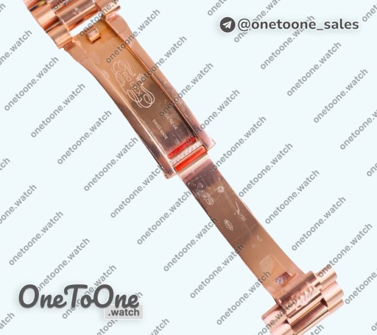 Реплика часов Rolex DayDate 40 Rose gold Top-tier Копия один в один 904L Steel Brown Dial Roman Marker on President Bracelet V5 (Увеличенный вес)