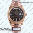 Реплика часов Rolex DayDate 40 Rose gold Top-tier Копия один в один 904L Steel Meteorite Dial Crystal Marker on President Bracelet V5 (Увеличенный вес)