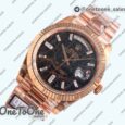 Реплика часов Rolex DayDate 40 Rose gold Top-tier Копия один в один 904L Steel Meteorite Dial Crystal Marker on President Bracelet V5 (Увеличенный вес)