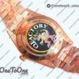 Реплика часов Rolex DayDate 40 Rose gold Top-tier Копия один в один 904L Steel Meteorite Dial Crystal Marker on President Bracelet V5 (Увеличенный вес)