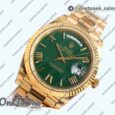 Реплика часов Rolex DayDate 40 Yellow gold Top-tier Копия один в один 904L Steel Green Dial Roman Marker on President Bracelet V5 (Увеличенный вес)