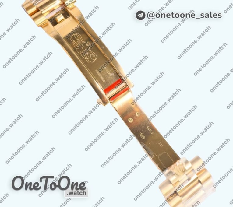 Реплика часов Rolex DayDate 40 Yellow gold Top-tier Копия один в один 904L Steel Green Dial Roman Marker on President Bracelet V5 (Увеличенный вес)