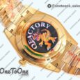 Реплика часов Rolex DayDate 40 Yellow gold Top-tier Копия один в один 904L Steel Green Dial Roman Marker on President Bracelet V5 (Увеличенный вес)