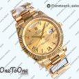 Реплика часов Rolex DayDate 40 Yellow gold Top-tier Копия один в один 904L Steel Gold Dial Roman Marker on President Bracelet V5 (Увеличенный вес)