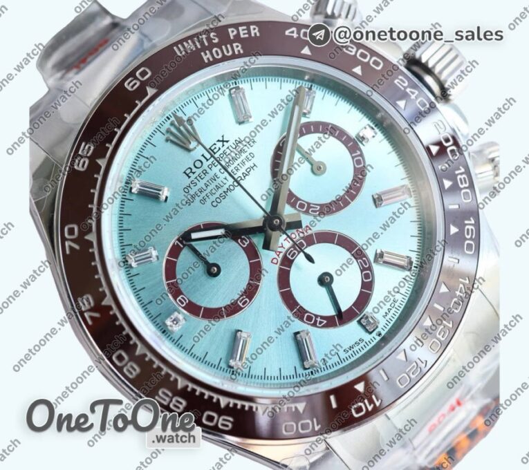 Реплика часов Rolex Daytona 126506 Top-tier Копия один в один Ice Blue Dial Crystal Marker on Stainless steel/Yellow gold Bracelet (Увеличенный вес)