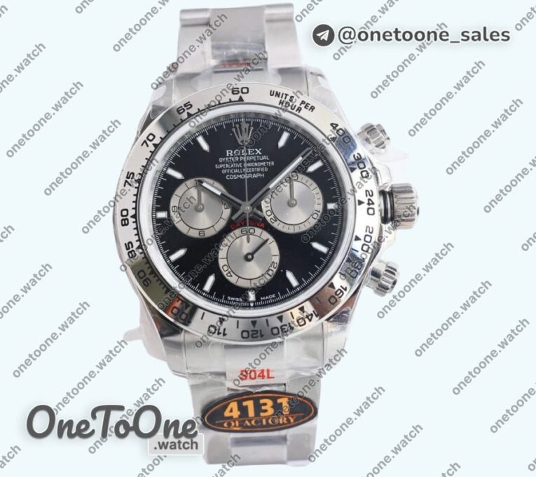 Реплика часов Rolex Daytona 126509 Top-tier Копия один в один Black/Silver Dial on Stainless steel Bracelet (Увеличенный вес)