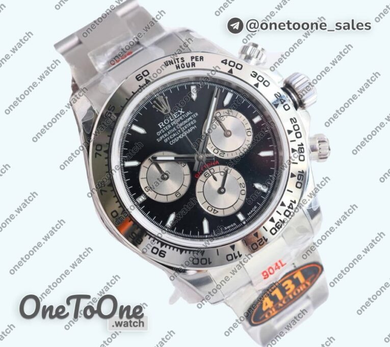 Реплика часов Rolex Daytona 126509 Top-tier Копия один в один Black/Silver Dial on Stainless steel Bracelet (Увеличенный вес)