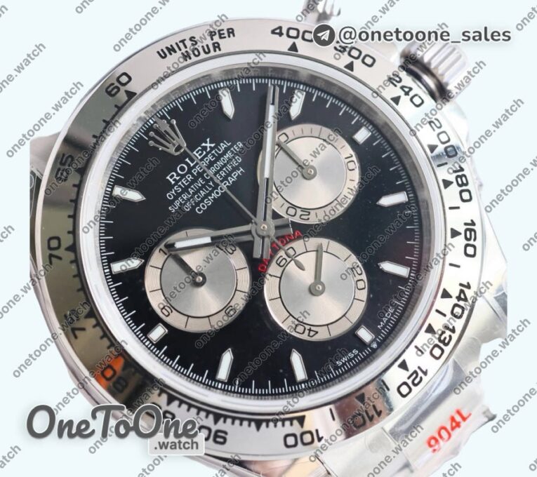 Реплика часов Rolex Daytona 126509 Top-tier Копия один в один Black/Silver Dial on Stainless steel Bracelet (Увеличенный вес)