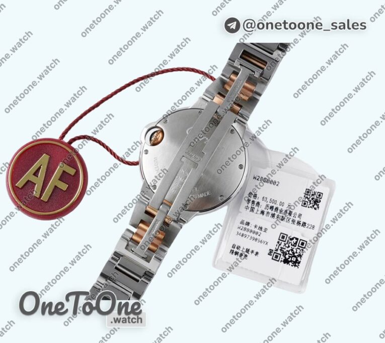 Реплика часов Cartier Ballon Bleu 33mm Stainless steel/Rose gold Top-tier Копия один в один MOP Dial Stainless steel Bracelet