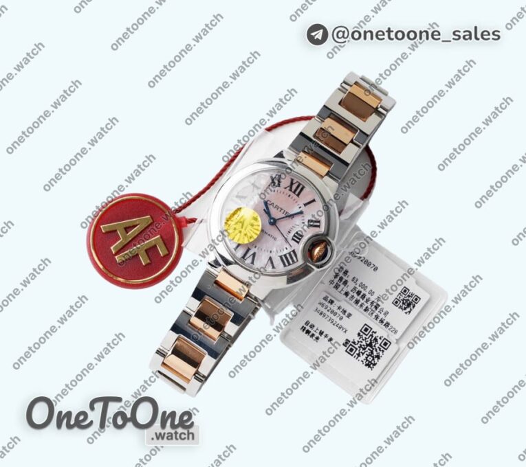 Реплика часов Cartier Ballon Bleu 33mm Stainless steel/Rose gold Top-tier Копия один в один MOP Dial Stainless steel Bracelet