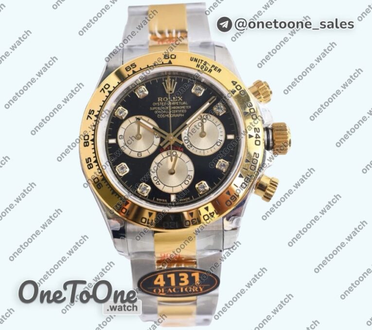 Реплика часов Rolex Daytona 126503 Top-tier Копия один в один Black/Yellow gold Dial Diamonds Marker on Stainless steel/Yellow gold Braclet (Увеличенный вес)