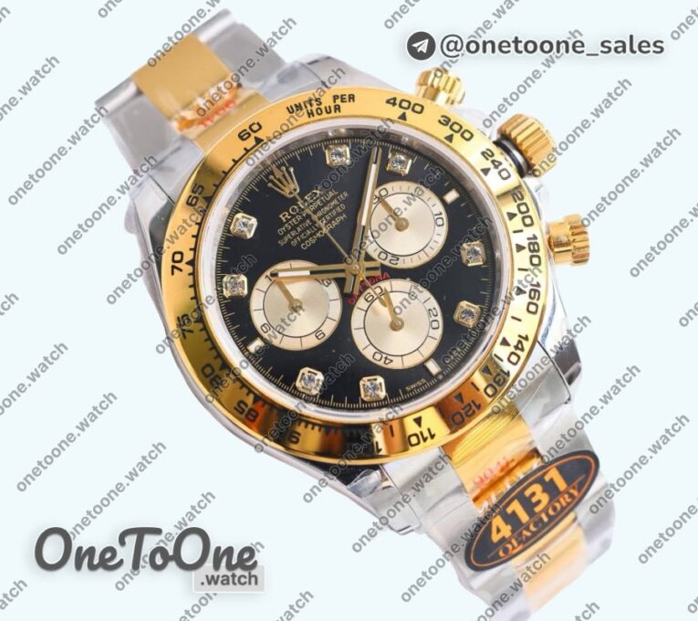 Реплика часов Rolex Daytona 126503 Top-tier Копия один в один Black/Yellow gold Dial Diamonds Marker on Stainless steel/Yellow gold Braclet (Увеличенный вес)