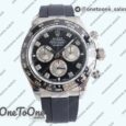 Реплика часов Rolex Daytona 126519 Stainless steel Top-tier Копия один в один Black/Silver Dial Diamonds Marker on Oysterflex Rubber Strap (Увеличенный вес)
