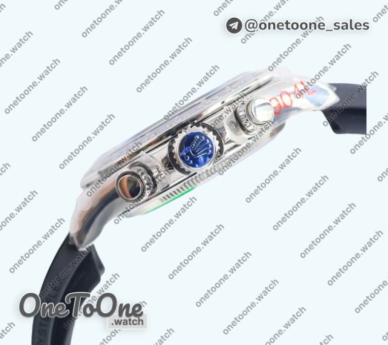 Реплика часов Rolex Daytona 126519 Stainless steel Top-tier Копия один в один Black/Silver Dial Diamonds Marker on Oysterflex Rubber Strap (Увеличенный вес)