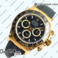 Реплика часов Rolex Daytona 126518 Yellow gold Top-tier Копия один в один Black Dial on Oysterflex Rubber Strap (Увеличенный вес)