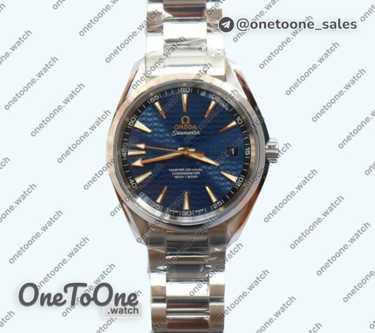 Реплика часов Omega Aqua Terra 150M Stainless steel Top-tier Копия один в один Blue Wave Textured Dial on Stainless steel Bracelet