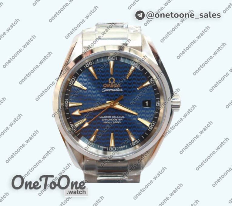 Реплика часов Omega Aqua Terra 150M Stainless steel Top-tier Копия один в один Blue Wave Textured Dial on Stainless steel Bracelet
