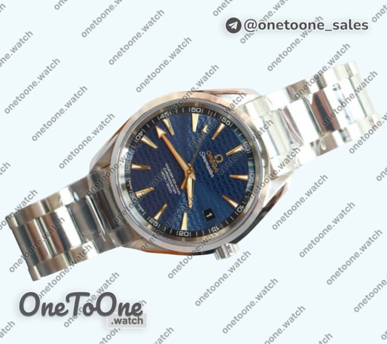 Реплика часов Omega Aqua Terra 150M Stainless steel Top-tier Копия один в один Blue Wave Textured Dial on Stainless steel Bracelet