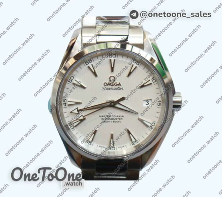 Реплика часов Omega Aqua Terra 150M Stainless steel Top-tier Копия один в один White Textured Dial on Stainless steel Bracelet