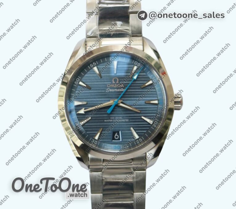 Реплика часов Omega Aqua Terra 150M Master Chronometers Top-tier Копия один в один Blue Dial Blue second hand on Stainless steel Bracelet