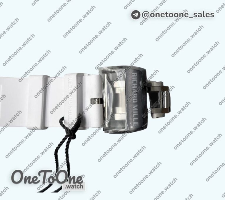 Реплика часов Richard Mille 055 PT Carbon Case Top-tier Копия один в один Blue Bezel White Rubber Strap RMUL2