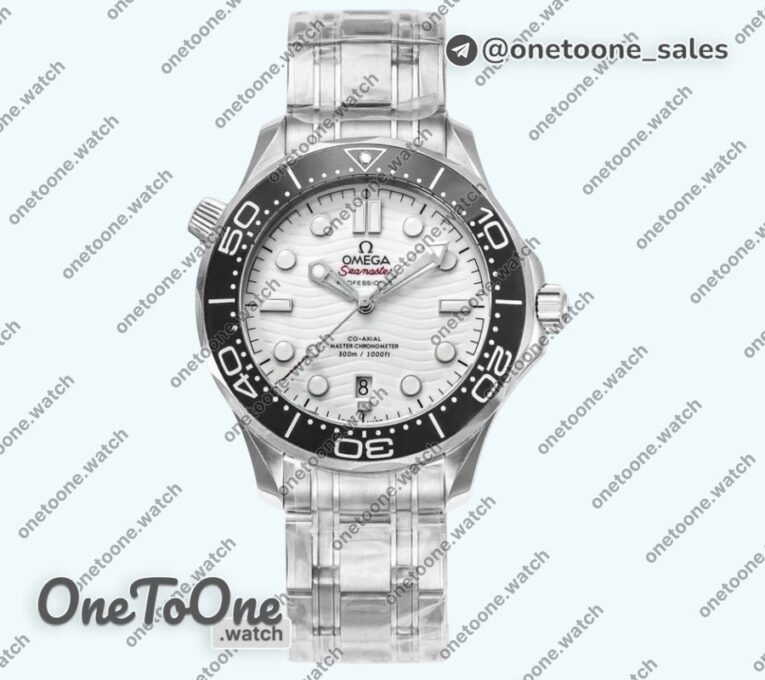 Реплика часов Omega Seamaster Diver 300M Top-tier Копия один в один Black Ceramic Bezel White Dial Bracelet E