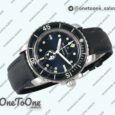 Реплика часов Blancpain Fifty Fathoms 5008-11B40-52A Stainless steel Top-tier Копия один в один Blue Dial on Sail-canvas Strap
