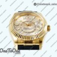 Реплика часов Rolex Sky-Dweller 336238 Увеличенный вес Yellow gold Top-tier Копия один в один Gold Dial On Oysterflex Rubber Strap Asian 2824
