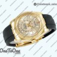 Реплика часов Rolex Sky-Dweller 336238 Увеличенный вес Yellow gold Top-tier Копия один в один Gold Dial On Oysterflex Rubber Strap Asian 2824