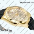 Реплика часов Rolex Sky-Dweller 336238 Увеличенный вес Yellow gold Top-tier Копия один в один Gold Dial On Oysterflex Rubber Strap Asian 2824