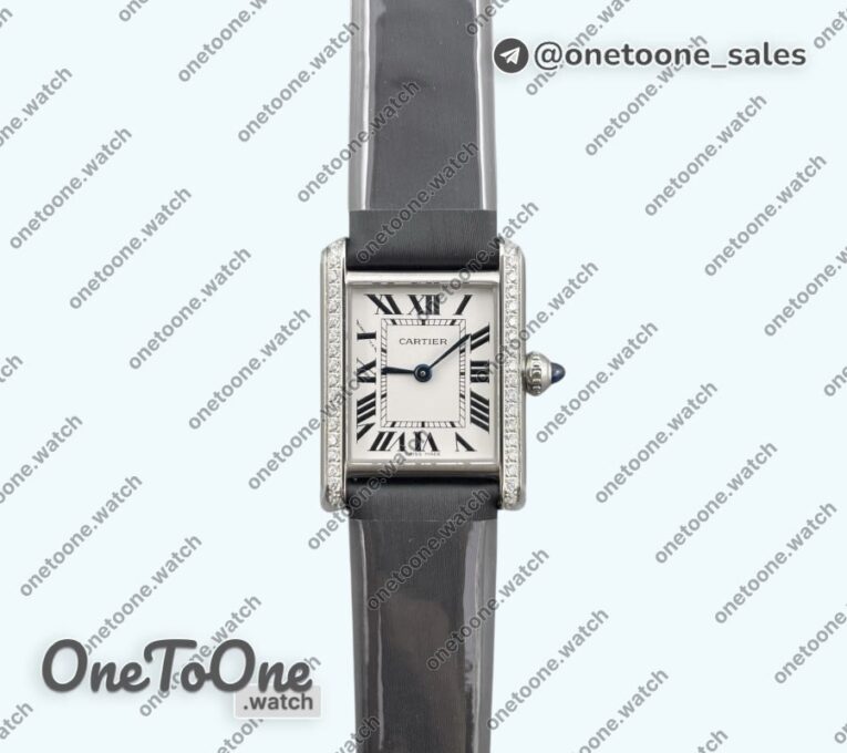 Реплика часов Cartier Cartier Tank Must Small Diamonds Bezel White Leather Strap Swiss Quartz