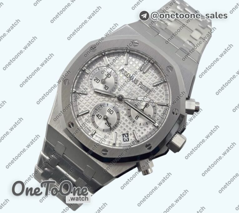 Реплика часов Audemars Piguet Royal Oak Chrono 26240 Stainless steel Top-tier Копия один в один Silver Dial on Stainless steel Bracelet