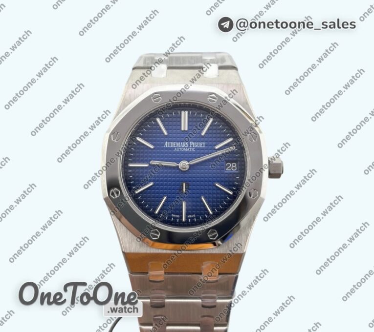 Реплика часов Audemars Piguet Royal Oak 15202 39mm Titanium Top-tier Копия один в один Blue Textured Dial on Stainless steel Bracelet