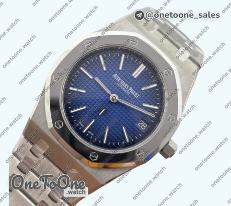 Реплика часов Audemars Piguet Royal Oak 15202 39mm Titanium Top-tier Копия один в один Blue Textured Dial on Stainless steel Bracelet