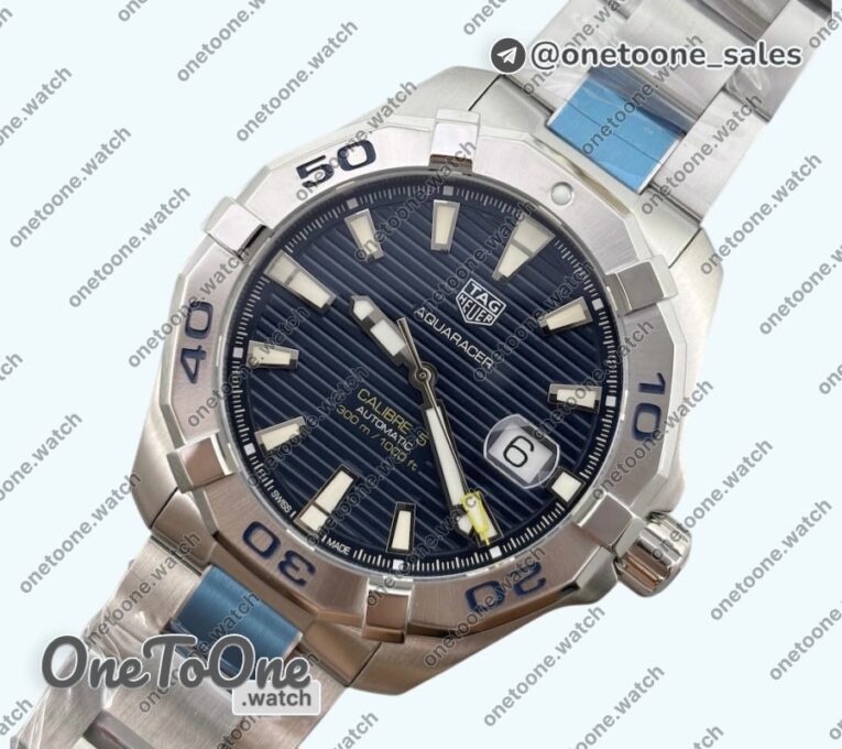 Реплика часов Tag Heuer Aquaracer Calibre 5 44mm Top-tier Копия один в один Blue Dial Stainless steel Bezel on Stainless steel Bracelet T SW200