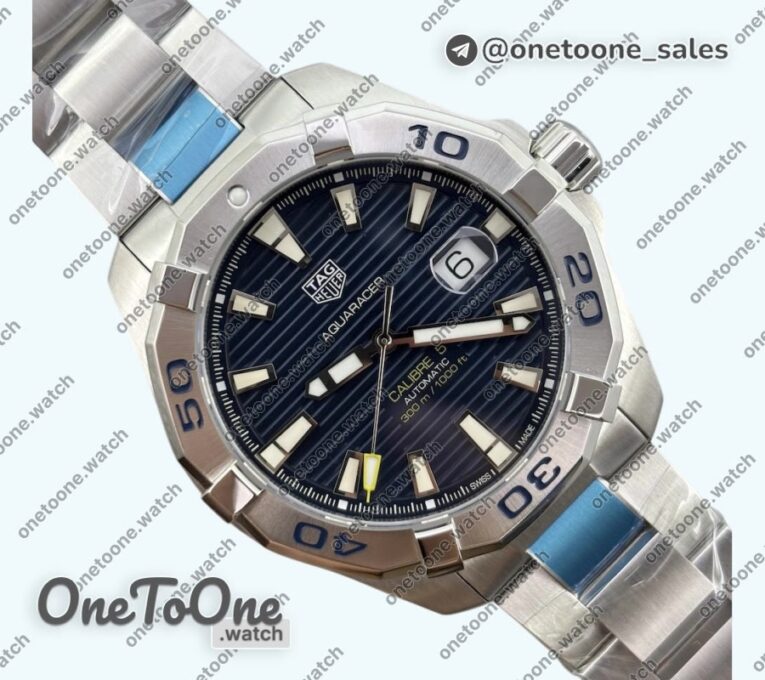 Реплика часов Tag Heuer Aquaracer Calibre 5 44mm Top-tier Копия один в один Blue Dial Stainless steel Bezel on Stainless steel Bracelet T SW200