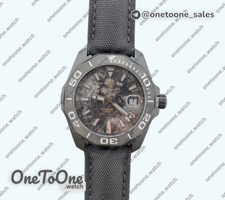 Реплика часов Tag Heuer Aquaracer Calibre 5 PVD 41mm Top-tier Копия один в один Carbon/Gold Dial on Black Nylon Strap T SW200