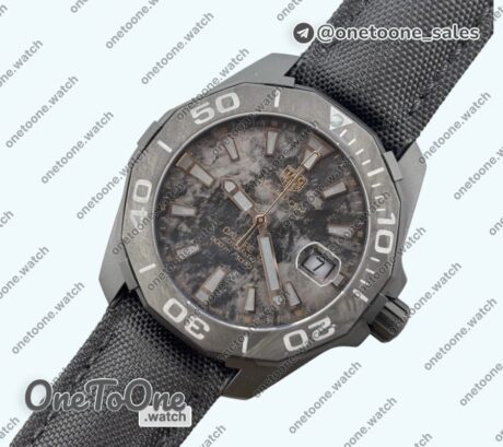 Реплика часов Tag Heuer Aquaracer Calibre 5 PVD 41mm Top-tier Копия один в один Carbon/Gold Dial on Black Nylon Strap T SW200